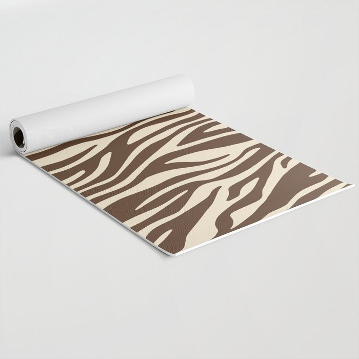 Coffee Brown Zebra Animal Print Yoga Mat Gallery Image 2