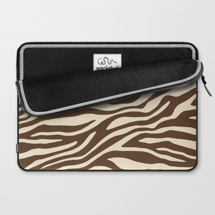 Coffee Brown Zebra Animal Print Laptop Sleeve Gallery Image 2