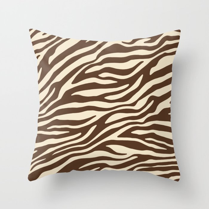 Coffee Brown Zebra Animal Print Throw Pillow Gallery Image 6