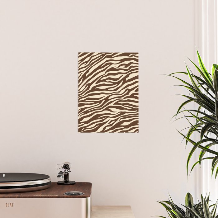 Coffee Brown Zebra Animal Print Poster Gallery Image 2