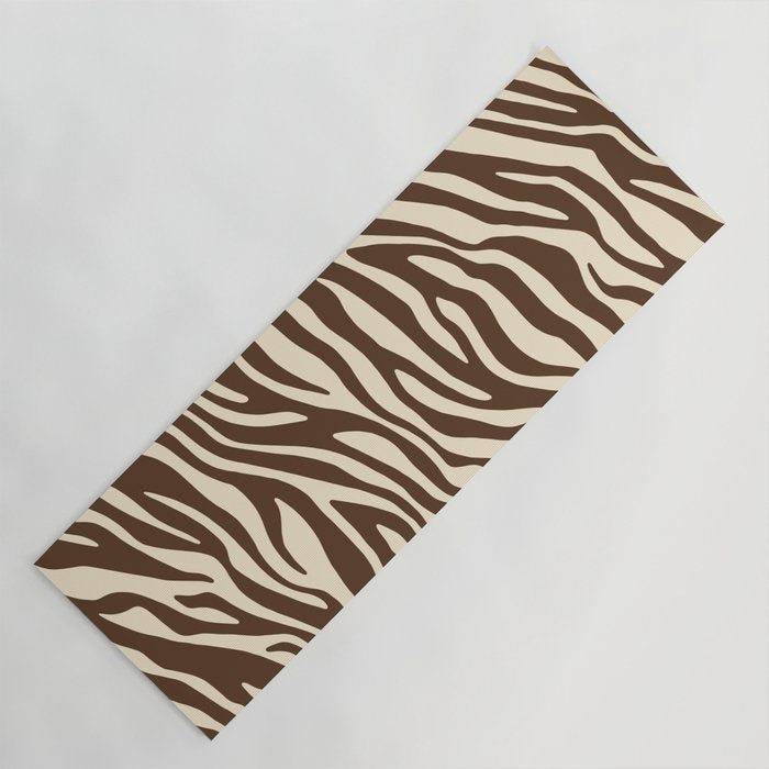 Coffee Brown Zebra Animal Print Yoga Mat Gallery Image 1