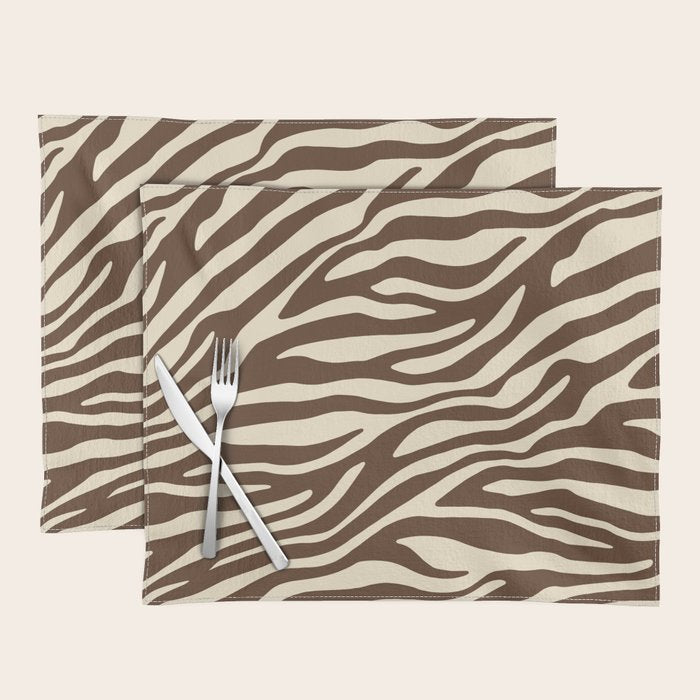 Coffee Brown Zebra Animal Print Placemat Gallery Image 1