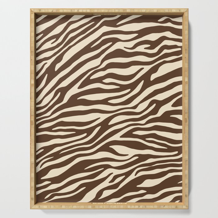 Coffee Brown Zebra Animal Print Serving Tray Gallery Image 1