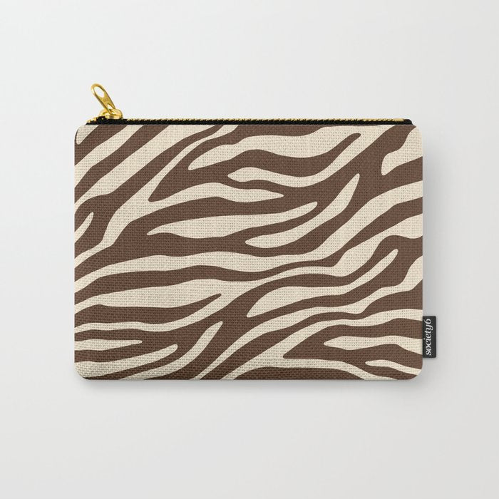 Coffee Brown Zebra Animal Print Carry All Pouch Gallery Image 1