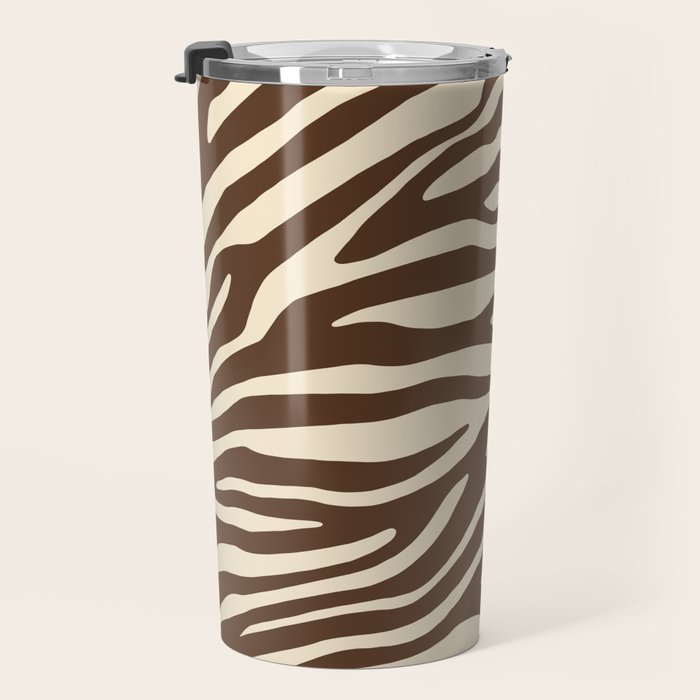 Coffee Brown Zebra Animal Print Travel Mug Gallery Image 3