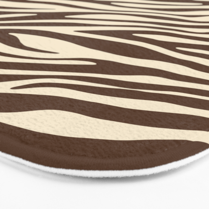 Coffee Brown Zebra Animal Print Bath Mat Gallery Image 3