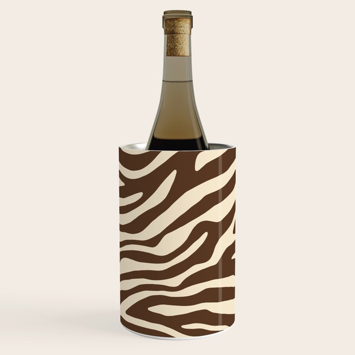 Coffee Brown Zebra Animal Print Wine Chiller Gallery Image 3