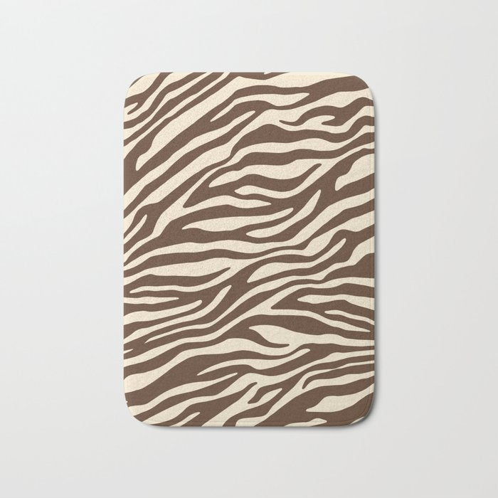 Coffee Brown Zebra Animal Print Bath Mat Gallery Image 1