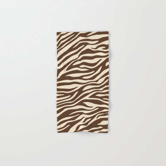 Coffee Brown Zebra Animal Print Bath Towel Gallery Image 1
