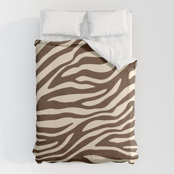Coffee Brown Zebra Animal Print Duvet Cover Gallery Image 1