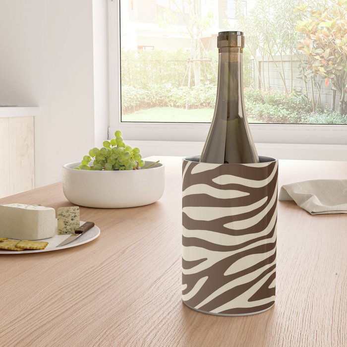 Coffee Brown Zebra Animal Print Wine Chiller Gallery Image 4