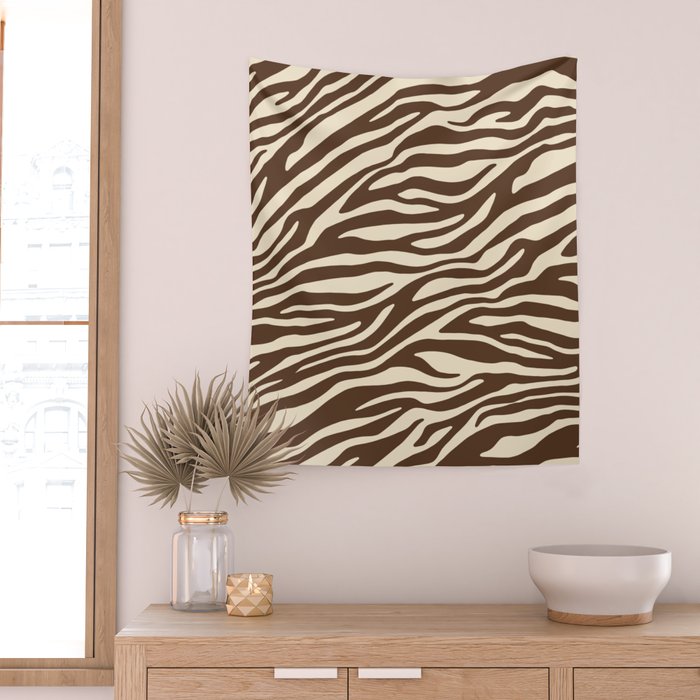 Coffee Brown Zebra Animal Print Wall Tapestry Gallery Image 2