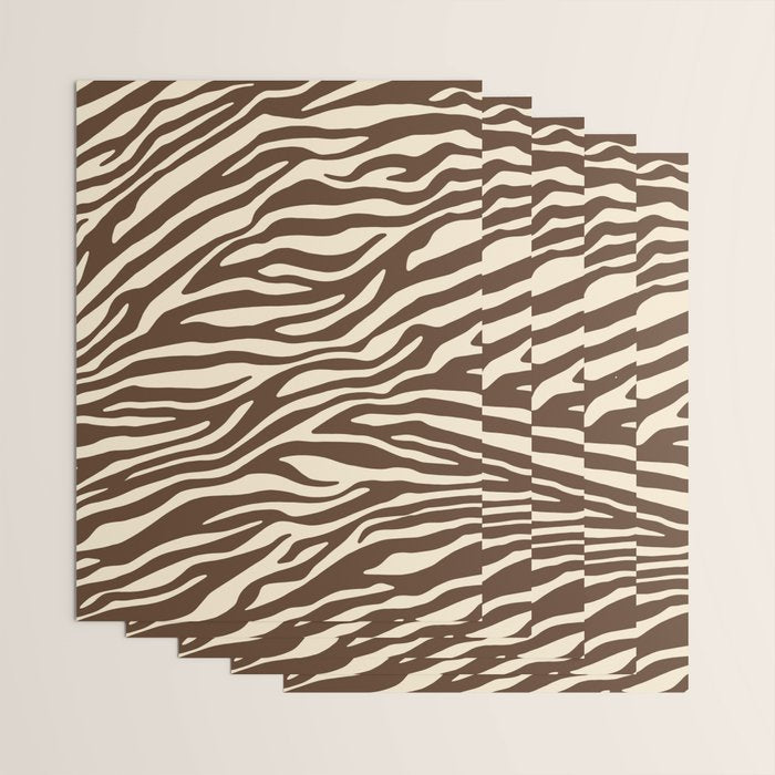 Coffee Brown Zebra Animal Print Wrapping Paper Gallery Image 3