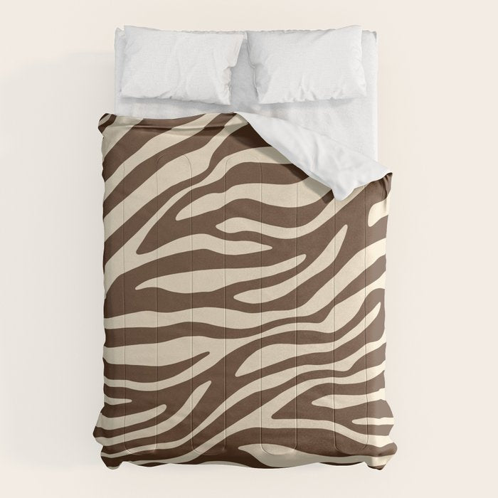 Coffee Brown Zebra Animal Print Comforter Gallery Image 6