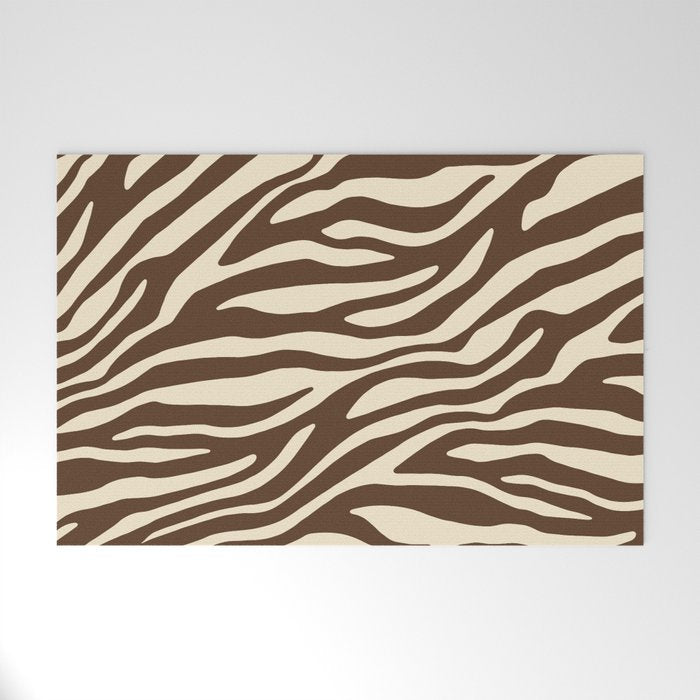 Coffee Brown Zebra Animal Print Welcome Mat Gallery Image 1