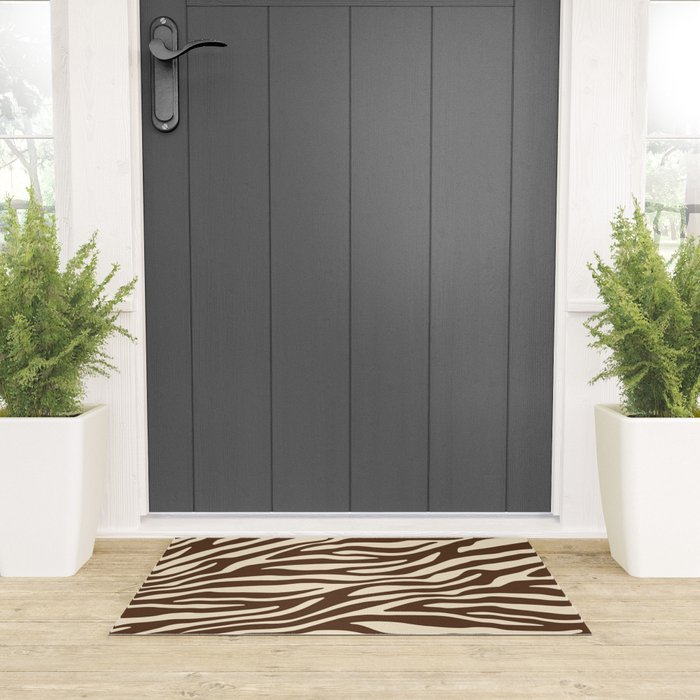 Coffee Brown Zebra Animal Print Welcome Mat Gallery Image 3