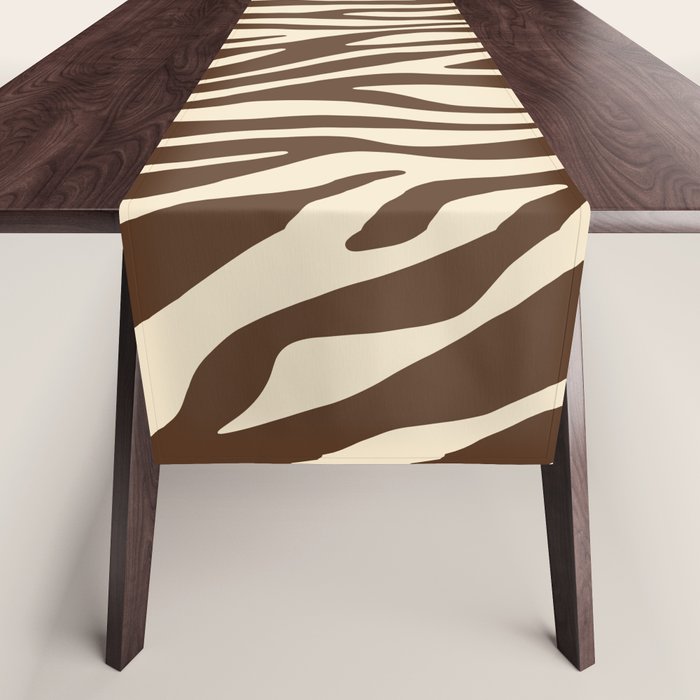 Coffee Brown Zebra Animal Print Table Runner Gallery Image 1