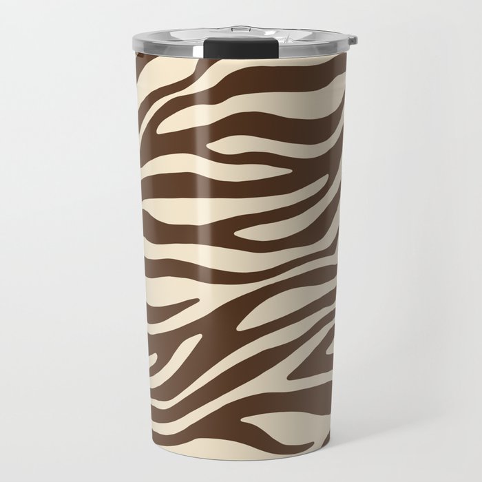 Coffee Brown Zebra Animal Print Travel Mug Gallery Image 1