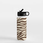 Coffee Brown Zebra Animal Print Water Bottle Gallery Image 1