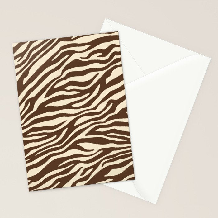 Coffee Brown Zebra Animal Print Stationery Card Gallery Image 2