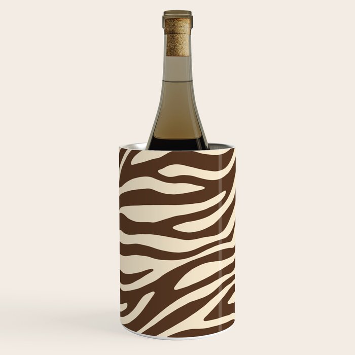 Coffee Brown Zebra Animal Print Wine Chiller Gallery Image 1