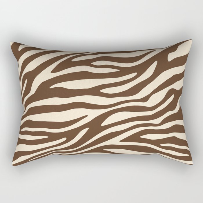 Coffee Brown Zebra Animal Print Rectangular Pillow Gallery Image 1