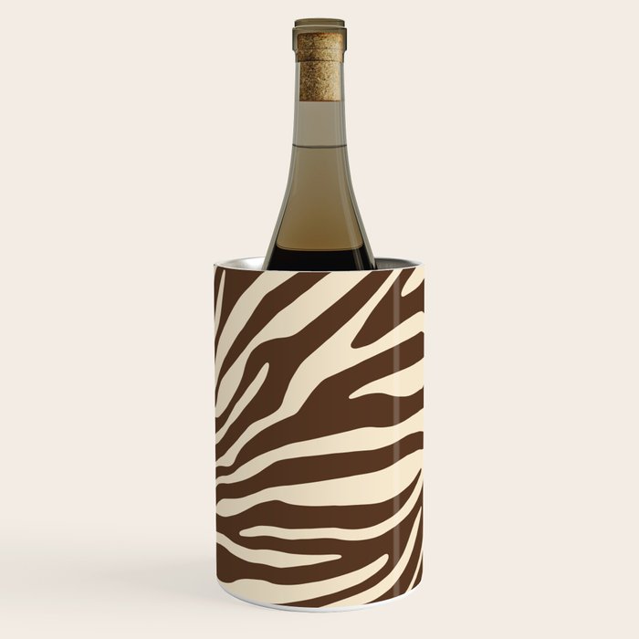 Coffee Brown Zebra Animal Print Wine Chiller Gallery Image 2