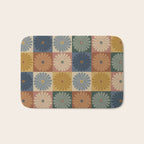 Retro Flowers Check Pattern IX Bath Mat Gallery Image 1