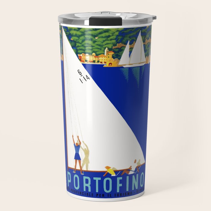1941 PORTOFINO Italy Travel Poster Travel Mug Gallery Image 1