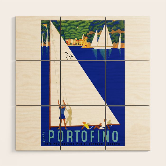 1941 PORTOFINO Italy Travel Poster Wood Wall Art Gallery Image 1