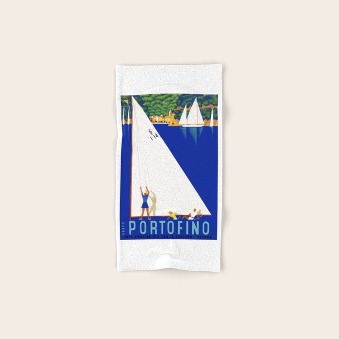 1941 PORTOFINO Italy Travel Poster Bath Towel Gallery Image 1