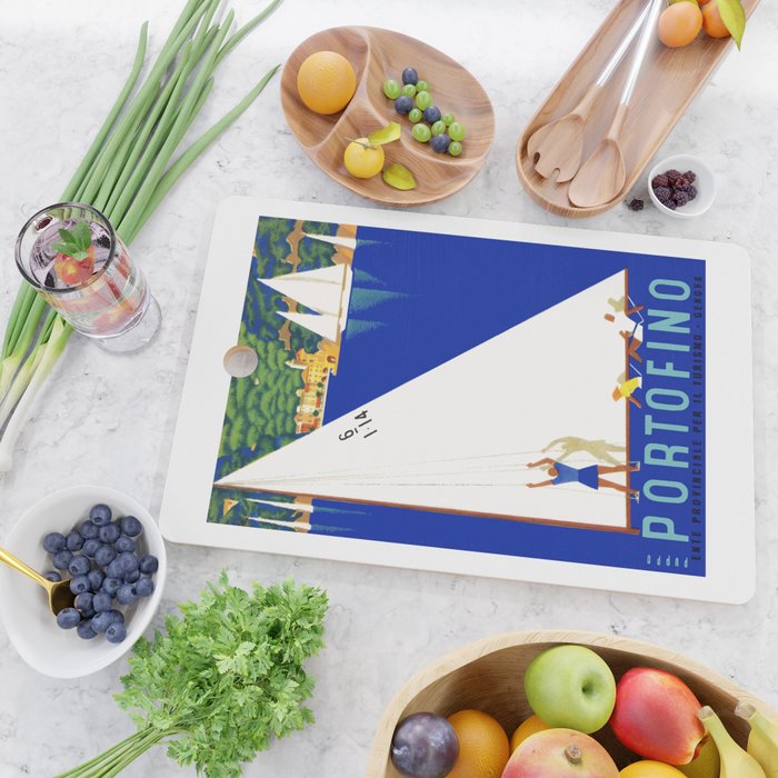 1941 PORTOFINO Italy Travel Poster Cutting Board Gallery Image 2