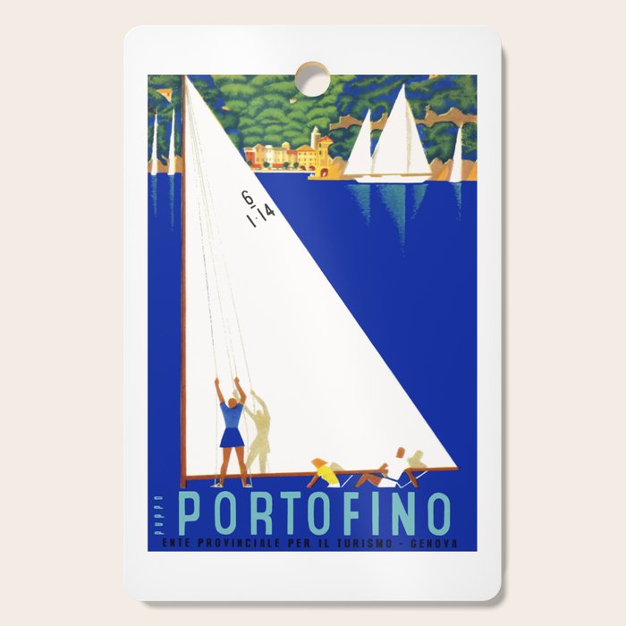 1941 PORTOFINO Italy Travel Poster Cutting Board Gallery Image 1