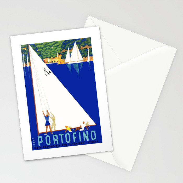 1941 PORTOFINO Italy Travel Poster Stationery Card Gallery Image 2