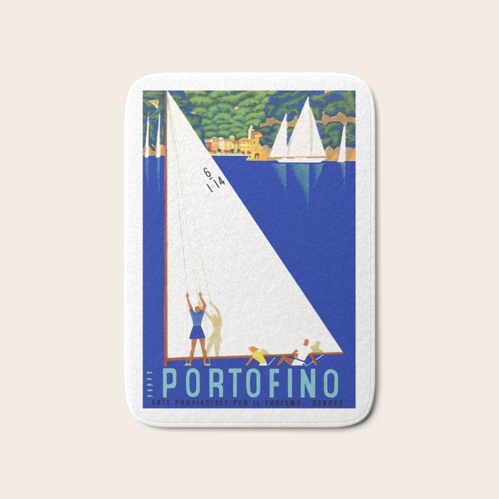 1941 PORTOFINO Italy Travel Poster Bath Mat Gallery Image 1