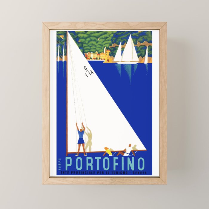1941 PORTOFINO Italy Travel Poster Mini Art Print Gallery Image 1