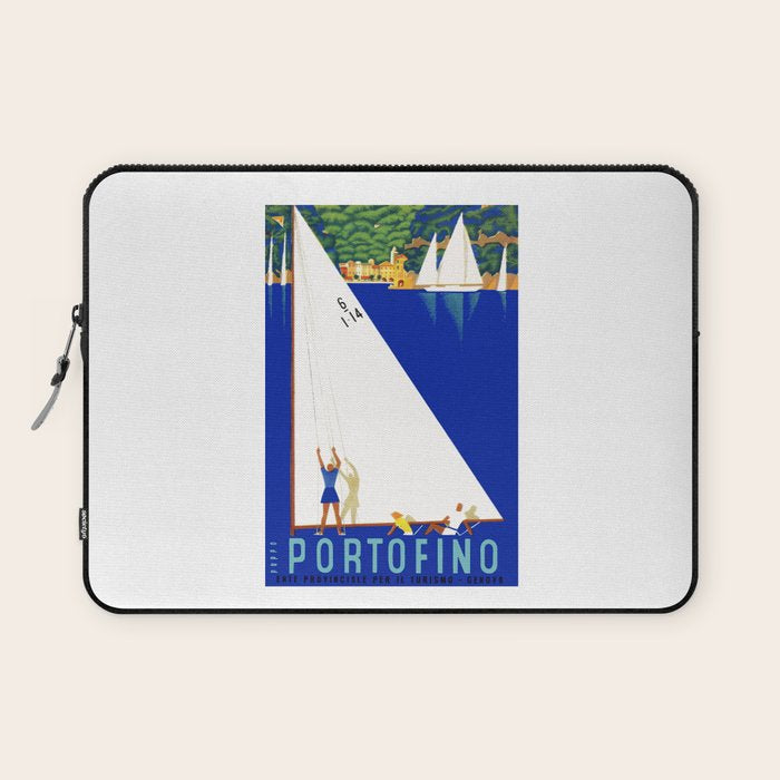 1941 PORTOFINO Italy Travel Poster Laptop Sleeve Gallery Image 1