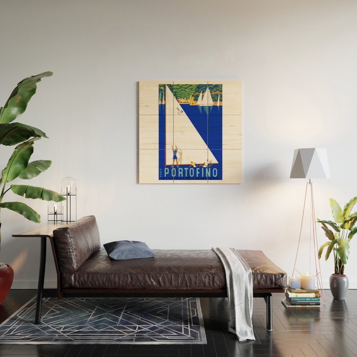 1941 PORTOFINO Italy Travel Poster Wood Wall Art Gallery Image 2