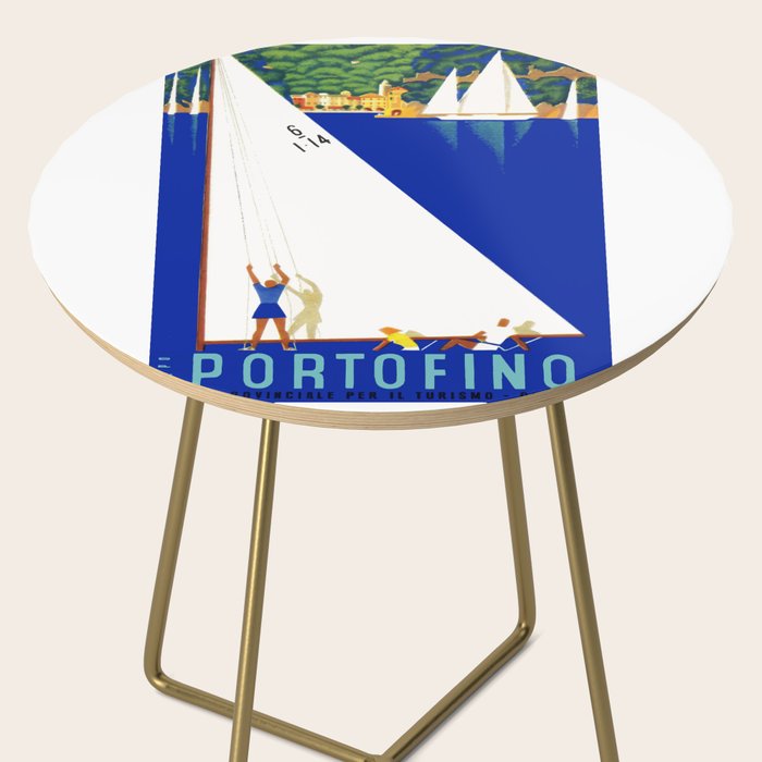 1941 PORTOFINO Italy Travel Poster Side Table Gallery Image 2