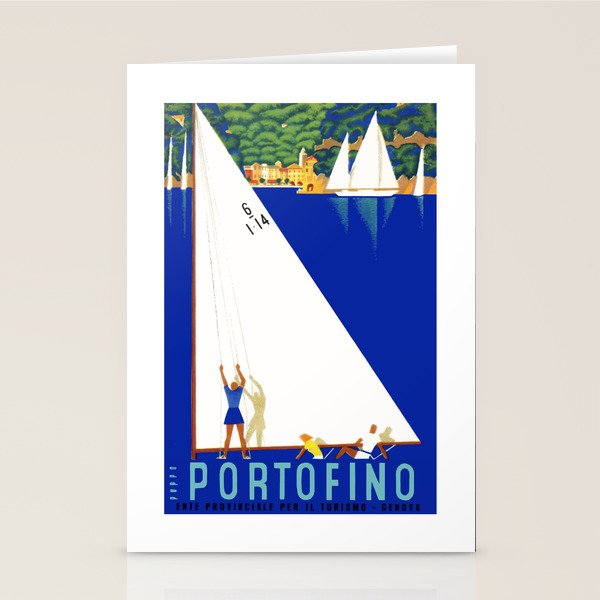 1941 PORTOFINO Italy Travel Poster Stationery Card Gallery Image 1