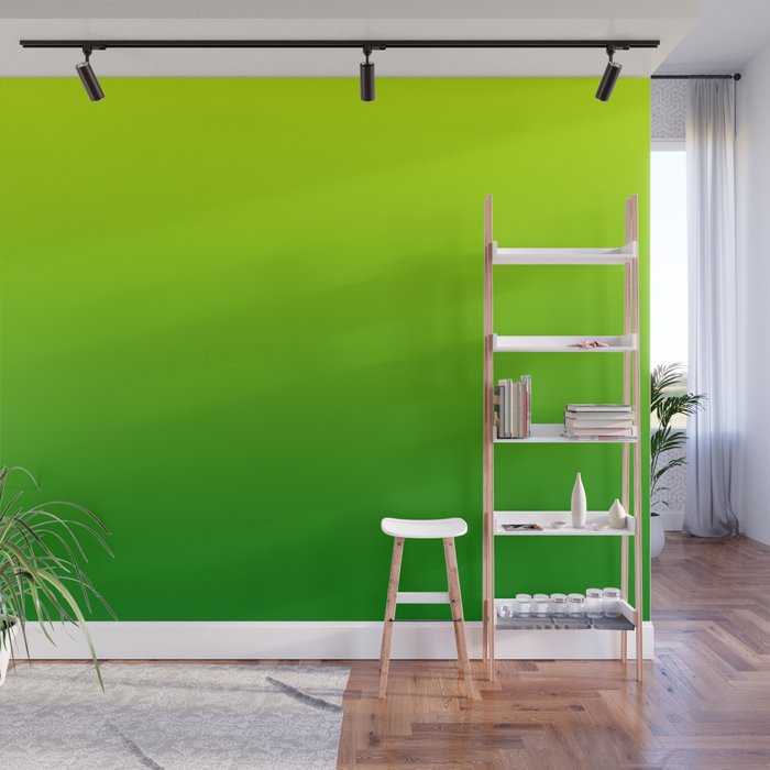 Bright Chartreuse Green Ombre Wall Mural Gallery Image 1