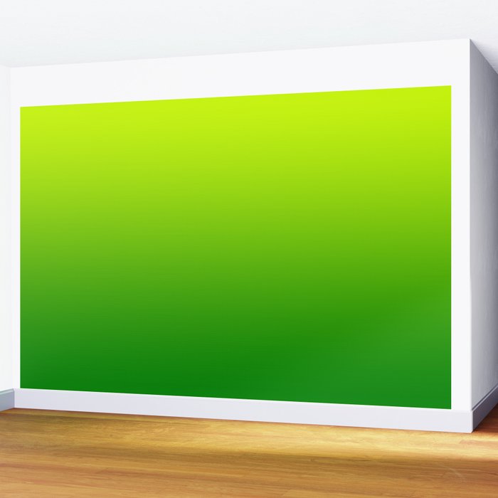Bright Chartreuse Green Ombre Wall Mural Gallery Image 2