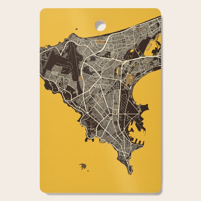 Dakar City Map of Senegal - Pastel Cutting Board Gallery Image 1