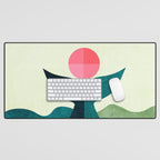 mid century whale sun sea Desk Mat Gallery Image 1