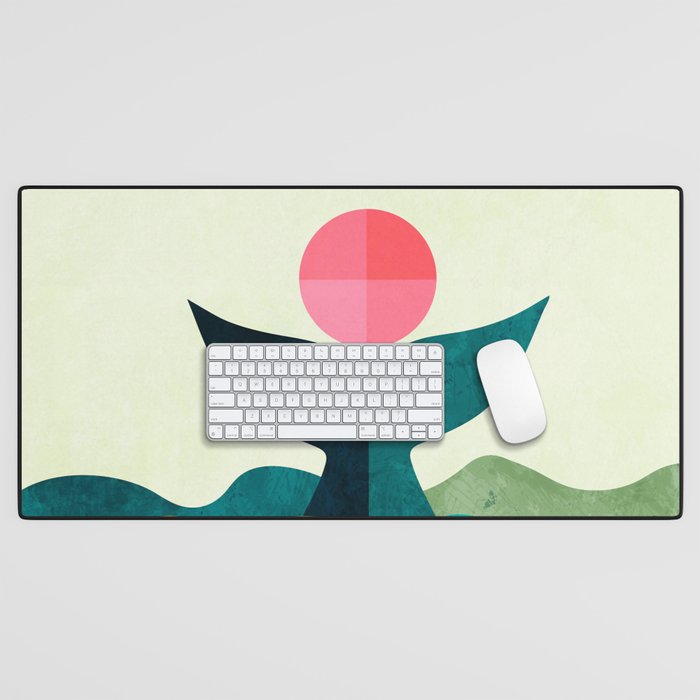 mid century whale sun sea Desk Mat Gallery Image 1