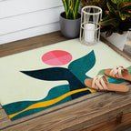 mid century whale sun sea Outdoor Rug Gallery Image 2