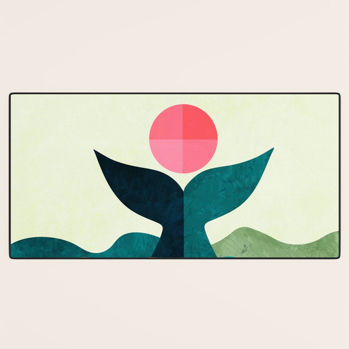 mid century whale sun sea Desk Mat Gallery Image 3