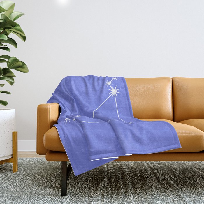 Capricorn Zodiac Star Constellation Line Art Periwinkle Purple Throw Blanket Gallery Image 1