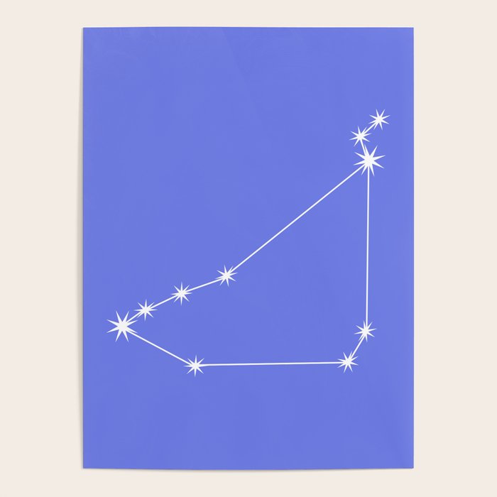 Capricorn Zodiac Star Constellation Line Art Periwinkle Purple Poster Gallery Image 4