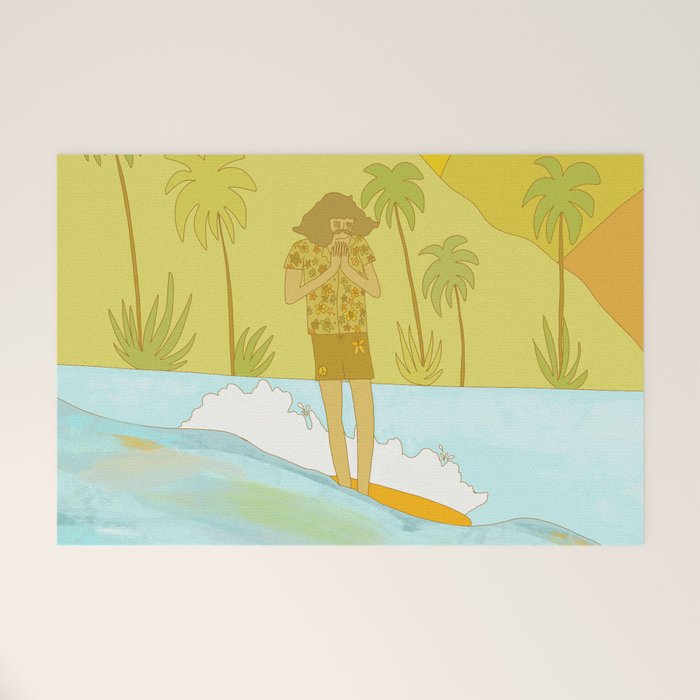 Give thanks retro surf art tropical peaceful by surfybirdy Welcome Mat Gallery Image 1